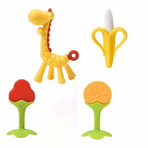 Baby & Kind Babyartikel Pflege & Entwicklung Beißringe 2x Silikon Giraffe Baby Beißring Spielzeug, 