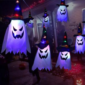 10 Stück Halloween Dekoration Garten, Hängend Halloween LED Farbe Geisterlicht Leuchtende Geist Deko für Halloween den Innen und Außenbereich Dekorative Leuchten