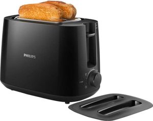 Philips Daily Collection Toaster HD2582/90 Schwarz, Kunststoff, 900 W, Anzahl Steckplätze 2, Anzahl Leistungsstufen 8, inklusive Brötchenwärmer