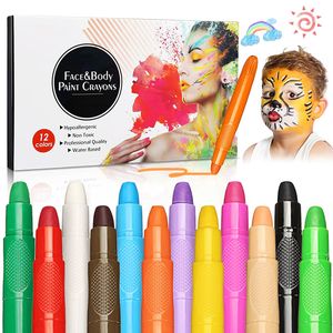 Kinder Schminkfarben Set 12 Farben Schminkstifte Kit Wasserbasiert Ungiftig Ideal für Kinder Partys Fasching Halloween