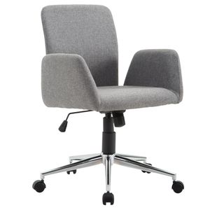Kancelářská židle HOMCOM otočná židle kancelářská židle s kolečky křeslo v severském stylu výškově nastavitelné s funkcí polohování na kolečkách kancelářská židle z nerezové oceli imitace lnu šedá 61 x 58 x 88-97,5 cm