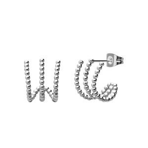 Lucardi - Damen Doppelte Ohrringe aus Edelstahl mit Kugeln - Ohrringe - Stahl - Silberfarbig - Nickelfrei