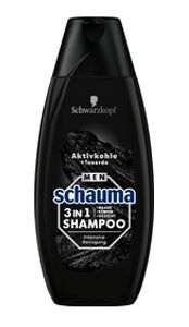 Schwarzkopf Schauma Men Shampoo 3in1 Intensive Reinigung Aktivkohle + Tonerde 3x 350ml