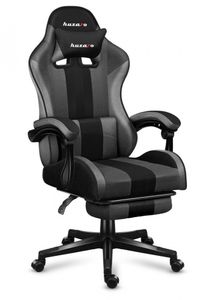 huzaro Force 4.7 | Gaming Stuhl Bürostuhl Computerstuhl PC Chair | 90-140° Neigungswinkel Kopfstütze Lendenkissen Fußstütze Stoff | Grau