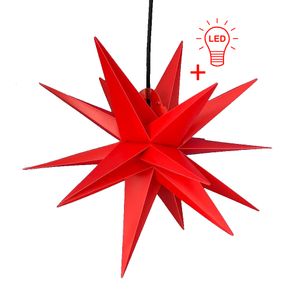 LED Weihnachtsstern 3D ROT 55 cm INKL. LED-LEUCHTMITTEL (auswechselbar) Faltstern Außenstern Adventsstern wetterfest für außen und innen 4m Kabel