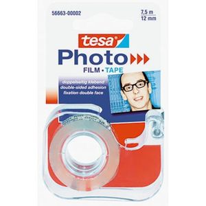 tesa Photo-Klebestreifen mit Abroller, 7,5mx12mm, doppelseitig klebend, transparent (7,5 m Rolle)