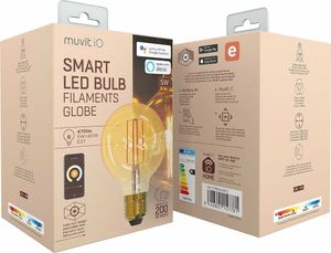 Muvit MIOBULB012, Inteligentná žiarovka, Wi-Fi, Jantár, E27, Guľa, Jantár