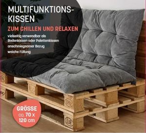 XL Multifunktionskissen Pallettenkissen Chillkissen Bodenkissen Sitzkissen Kissen ca. 70 x 120cm Polyester (Grau)
