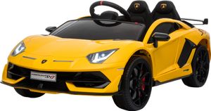 HOMCOM Elektrické auto pro děti 12V Lamborghini SVJ v licenci Dětské auto pro děti od 3 do 8 let s dálkovým ovládáním 2 x 550 motorů MP3/USB Světlo Hudba Kov Žlutá 123 x 66,5 x 45,5 cm