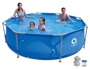 Avenli® Frame Pool Set 300 x 76 cm, Aufstellpool rund, mit Pumpe, blau