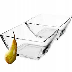 KADAX Glasschale "Milo", Salatschüssel, Quadratisch Glasschüssel, Schale, Transparent, 19 cm, 2 Stück