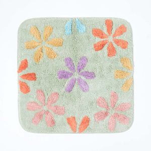 HOMESCAPES Rutschfeste Duschmatte mit Blumenmuster 100% Baumwolle, mehrfarbig