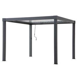 Sunjoy Aluminium Modulare Multi Lamellenpergola mit LED 3x3 MATTERHORN - 306cm x 306cm, anthrazit