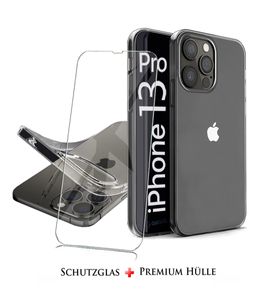 Für iPhone 13 Pro ( 6.1" ) Transparent Silikon Handy Schutz Hülle + 9H Panzerglas HD Schutzglas