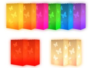 Lichttüten Candle Bags 10er Set - bunte Farben, Modell wählen:Schmetterlinge groß