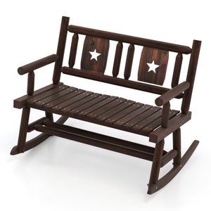 Zahradní lavice COSTWAY pro 2 osoby, houpací lavice odolná proti povětrnostním vlivům s opěradlem, dřevěná lavice do 320 kg 111x85x89cm