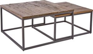 Industrial Design 2er Set Couchtisch ELEMENTS 75cm lackiertes Akazienholz Massivholz Wohnzimmertisch Sofatisch Beistelltisch Satztische