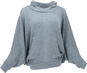 Oversize Shirt, Rollkragen Strickshirt, Plus Size Pullover mit Fledermausärmeln - Blau, Damen, Baumwolle,Elasthan, Pullover & Longsleeves