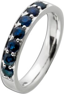Memoire Ring WeißGold 585 7 Saphire 0,92ct poliert massiv 18