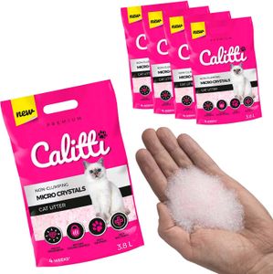 Calitti - Micro Silikat Katzenstreu | Premium Crystals Silikatstreu | Antibakteriell Katzensand | 4-er Set 4 x 3,8 L = 15,2L