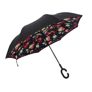 c Griff winddicht umgekehrt umgedreht trendy auf den Kopf nach unten doppelter Schicht Regenschirm-4#