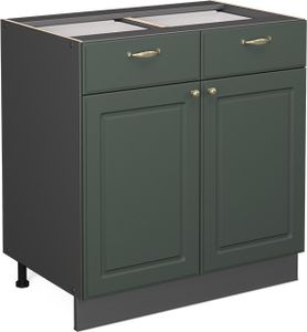 Vicco Küchenunterschrank Fame-Line, 80 cm ohne Arbeitsplatte, Grün-Gold Landhaus/Anthrazit