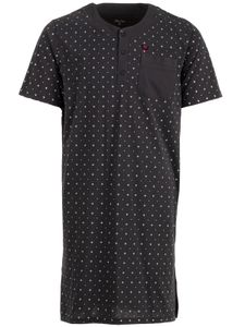 Herren Nachthemd kurzarm V-Ausschnitt Schlafshirt Baumwolle mit Brusttasche, Farbe:Anthrazit, Größe:L