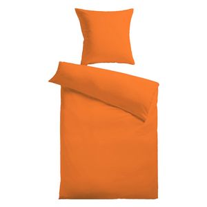 Baumwoll-Satin-Bettwäsche 135 x 200/80 x 80 cm,  Orange 135x200