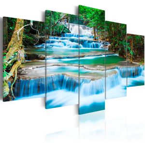 Leinwand-Bilder Wandbild Canvas Kunstdruck 100x50  Wasserfall See Bäume Natur 