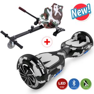 Mega motion-6.5 Zoll- Hoverboard mit HoverKart Gokart, Selbstausgleichender Elektroroller mit Bluetooth- LED Lights Elektroscooter, Skateboard für Jugendliche und Kinder