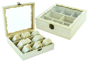 Teebox aus Holz 8 Fächer Teedose Teekiste Teebeutelbox Teebeutelkiste Echtholz