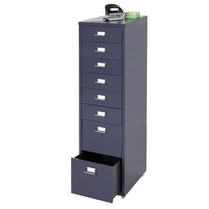 Rollcontainer Boston T851, Schubladenschrank Stahlschrank, 110x28x41cm 8 Schubladen  dunkelgrau