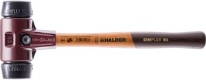 Halder Schonhammer Durchmesser 60mm 1600g Simplex Gummi / schwarz mit Holzstiel - 3002060