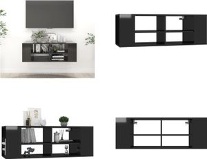 vidaXL TV Wandschrank Hochglanz Schwarz 102x35x35 cm Holzwerkstoff - TV-Schrank - TV-Schränke - Hängender TV-Schrank - Hängende TV-Schränke