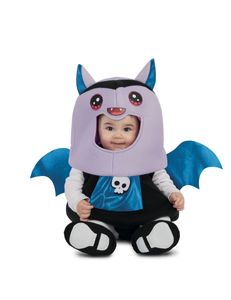 Niedliches Fledermaus-Kostüm für Babys Halloweenkostüm lila-blau-schwarz