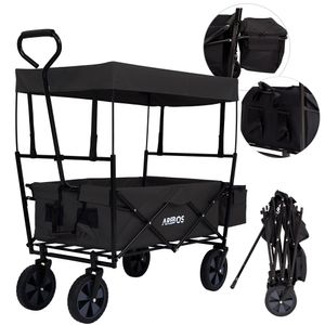 AREBOS Ručný vozík so strechou, ručný vozík, vozík, vozík na náradie, čierny