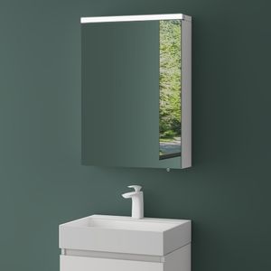 Mai & Mai Spiegelschrank Bad mit LED Beleuchtung Badezimmerschrank Hängeschrank Badezimmerspiegel BxTxH 50x15x70 cm Weiß matt Spiegelschrank-03
