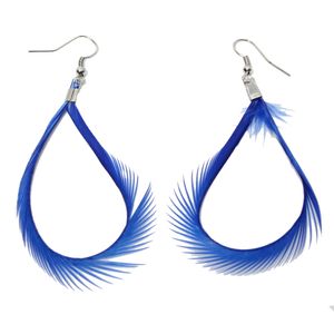 1 Paar Feder Ohrringe Boho Blau