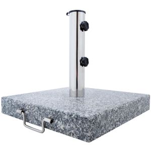 anaterra® Sonnenschirmständer - Granit, 25 kg, Quadratisch, mit Rollen und Griff, Edelstahl - Schirmständer, Sonnenschirmsockel