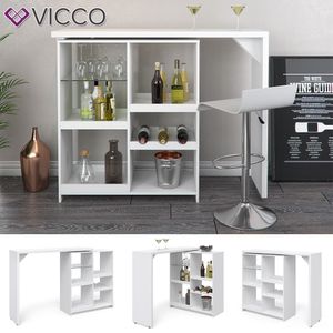 Vicco Vega Barový stůl bílý 110,4 x 138 x 39 cm Dřevěný materiál