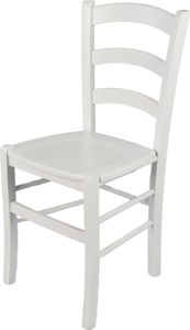 t m c s Tommychairs - stolička VENEZIA do kuchyne a jedálne, robustná konštrukcia z lakovaného bukového dreva v bielej farbe (nepriehľadná) a drevený sedák