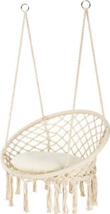 Outtec® Závesné kreslo XXL s vankúšom - do 150 kg - závesné kreslo - interiér a exteriér - závesný kôš, hojdačka na záhradu, terasu, balkón - Boho Outtec® Závesné kreslo XXL s vankúšom - do 150 kg - závesné kreslo - interiér a exteriér - závesný kôš, hojdačka na záhradu, terasu, balkón - Boho
