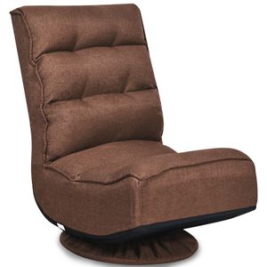 COSTWAY Bodenstuhl 360°drehbar Bodensessel mit 5-Fach Verstellbarer Rückenlehne Bodensofa 150kg belastbar Lazy Sofa Kaffee