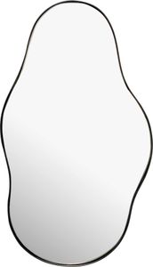 Nástenné zrkadlo asymetrické 40x80 cm kovové prevedenie závesné zrkadlo čierne, železné ozdobné zrkadlo beztvaré s rámom, veľké nástenné zrkadlo, predsieň zrkadlo šatníková skriňa zrkadlo moderné | Wohnling