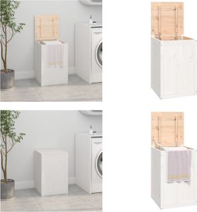 vidaXL Wäschetruhe Weiß 44x44x66 cm Massivholz Kiefer - Wäschetruhe - Wäschetruhen - Wäschebox - Wäschekorb