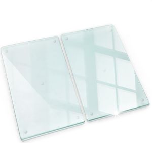 Deska szklana kuchenna, do krojenia – transparentna – przezroczysta – bezbarwna – 2x30x52 cm – Szkło hartowane (2 sztuki)