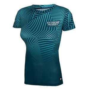 Extreme Hobby Running Shirt, Lauf Gym Oberteil Damen, Gym Top,  Model: CALEIDOSCOPE Farbe: Türkis Größe: L