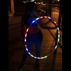 LED Hula Hoop Fitness-Tanzübung zum Abnehmen, Aufleuchten, Aufhellen LED Hula Hoop 7-Farben-Stroboskop-Multilicht (ohne Batterie)