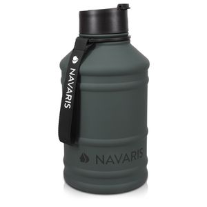 Navaris 2,2 Liter Fitness Trinkflasche - XXL Flasche Gym Bottle - Sport Wasserflasche Water Jug - stabile Sportflasche aus Edelstahl - BPA frei