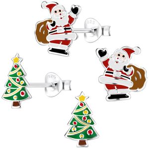 Ohrstecker Weihnachten: 925 Silber Ohrringe „Weihnachtsmann oder Weihnachtsbaum“, Motiv:Christbaum (Christmas tree)